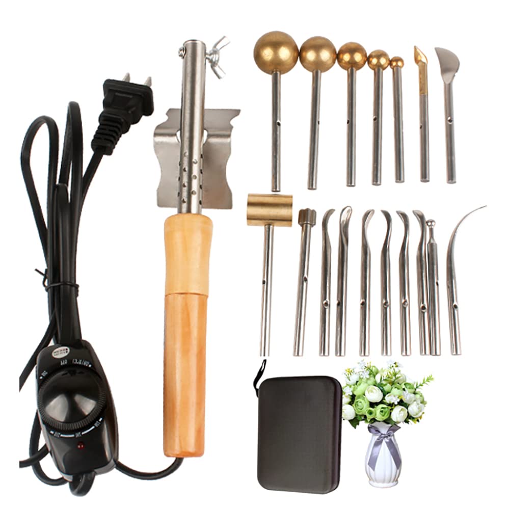 Ensemble d'outils avec température réglable pour fleur en tissu et 17 têtes en laiton