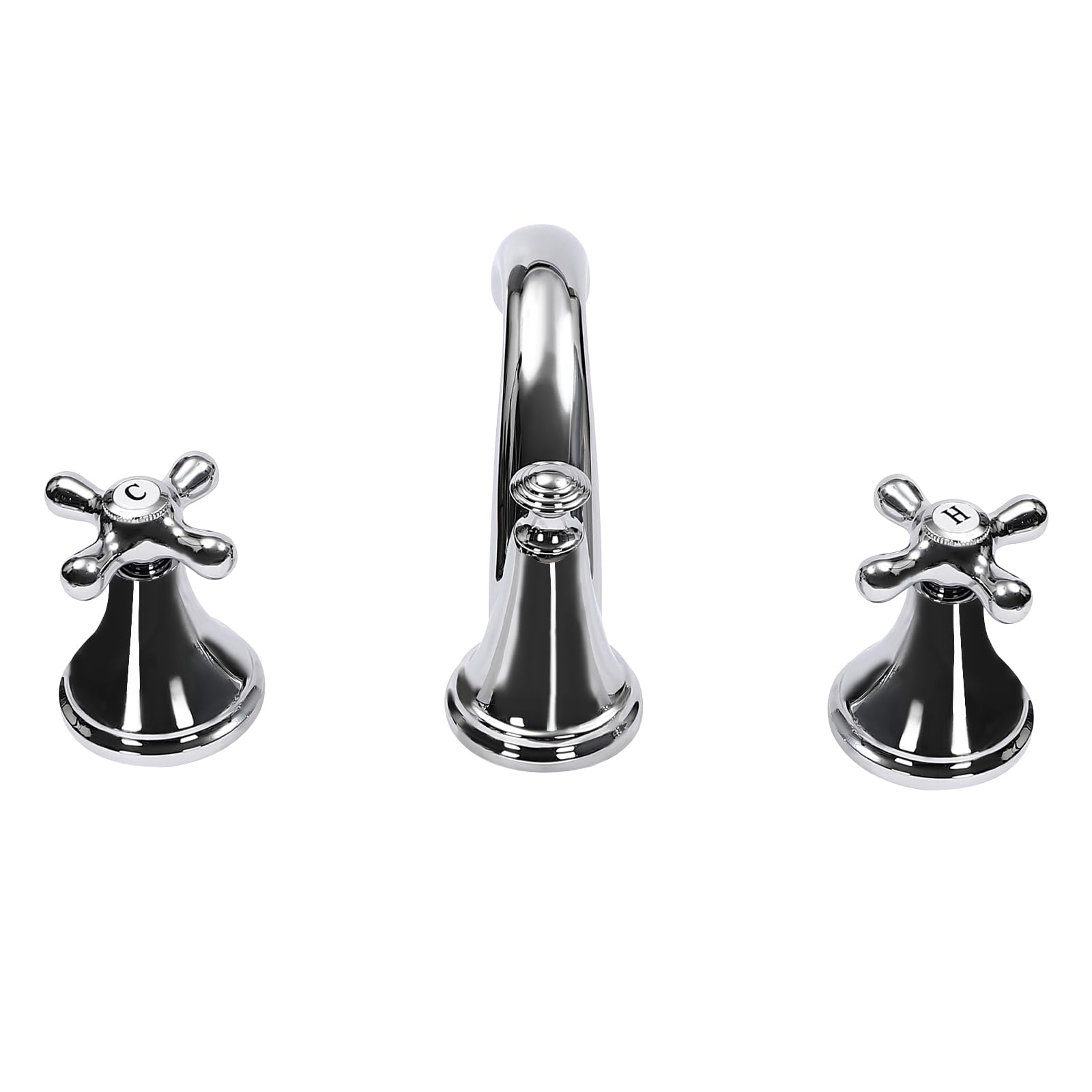 Rubinetto lavabo a 3 fori argento lavabo miscelatore con 2 maniglie, rubinetto per acqua calda e fredda