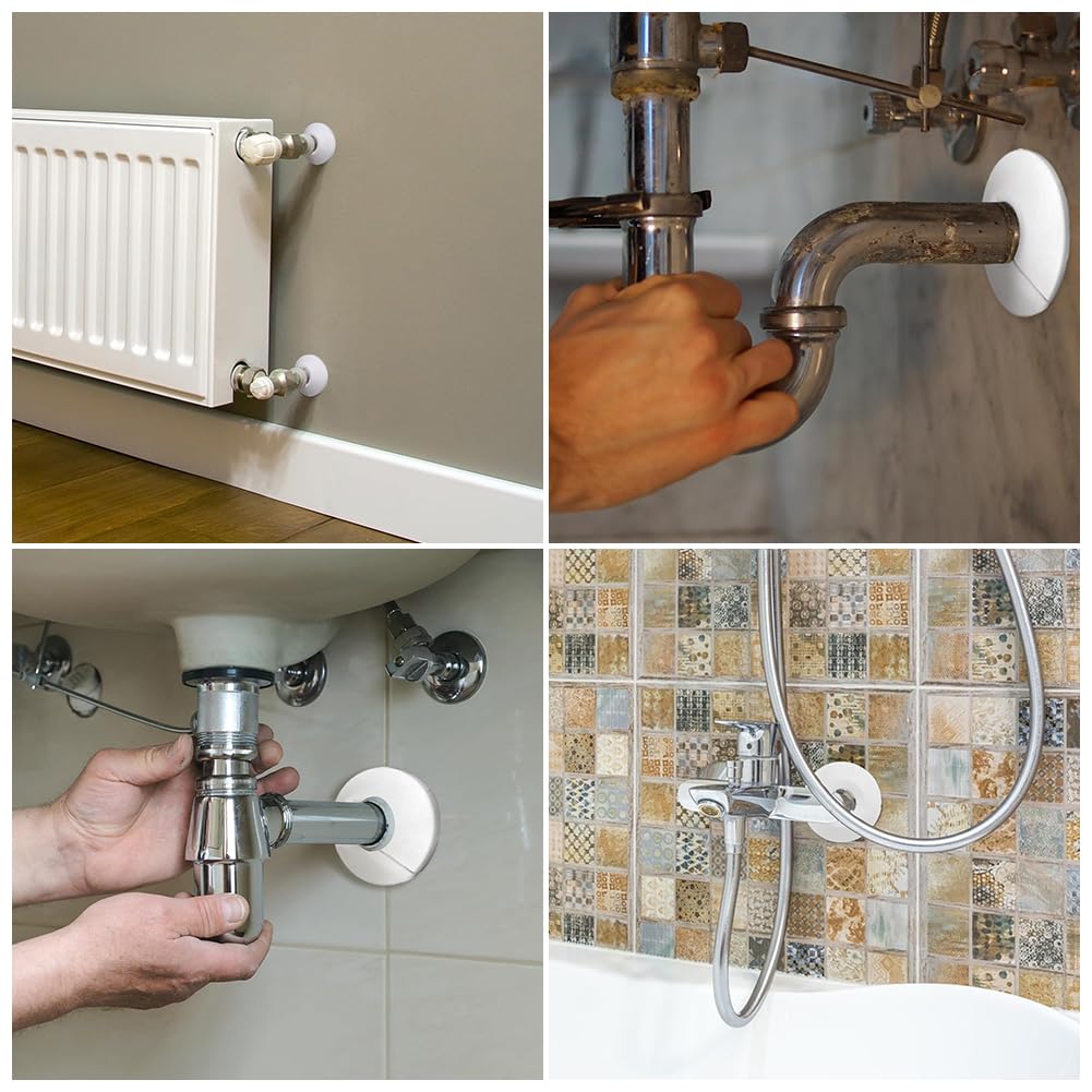 12 Pezzi Rosette per Termosifoni, Copritubo Termosifone, Copri Termosifone, Copri Tubi Termosifoni, Pipe Collar, per Tubo di Riscaldamento Bianco Plastica, per Diametro Tubo da Parete