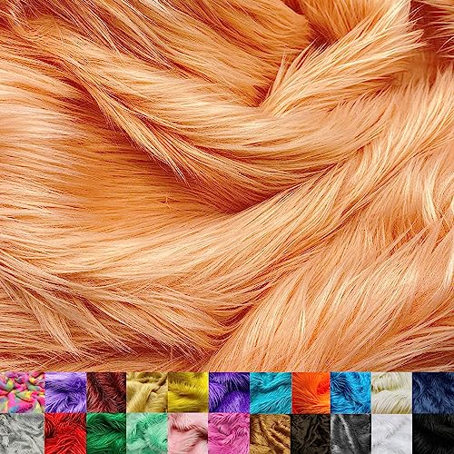 Ice Fabrics Faux Fur Fabric by The Yard - 60 Inches Wide Super Soft and Fluffy Shaggy Mohair Fur Fabric for Costumes, Apparel, Rugs, Pillows, Decorations and More - Blush - 1.5 Yards