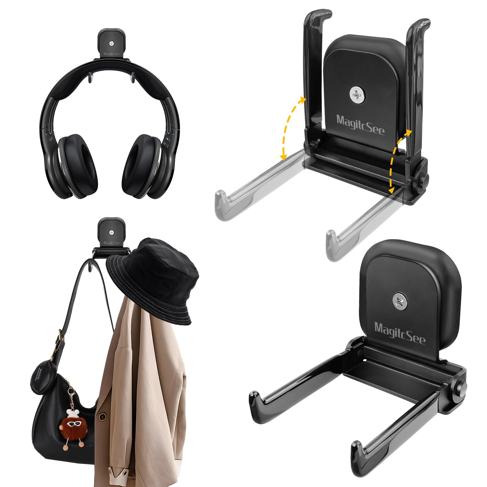 Magnetic Hooks Heavy Duty Folding Coat Hooks Scratch-Free,Versatile Strong Magnets Hanger to Hang Towel Coats Grills Utensils for Cruise Cabins,Refrigerator,Garage, 2 Pack