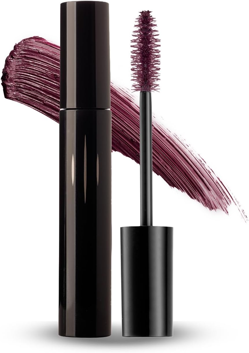 Radiant Professional Lengthening Mascara with brush – Smudge-Proof Curl Mascara Volume and Length for Sensitive Eyes, Cruelty Free, Ideal for Mature & Young Women, 0.43 oz (02 Plum Brown)