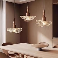 Vista 4 de Lámpara colgante de mediados de siglo con pantalla de cristal de flor E27/E26 sockets ajustable cable para comedor sala de estar