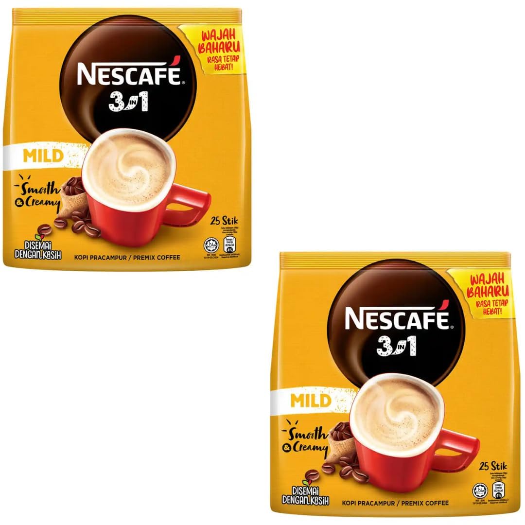 Nes.cafae 3in1 Mild Smooth & Creamy Instant Coffee 25 Sticks (Pack Of 2), 450g each (IMPORTED)