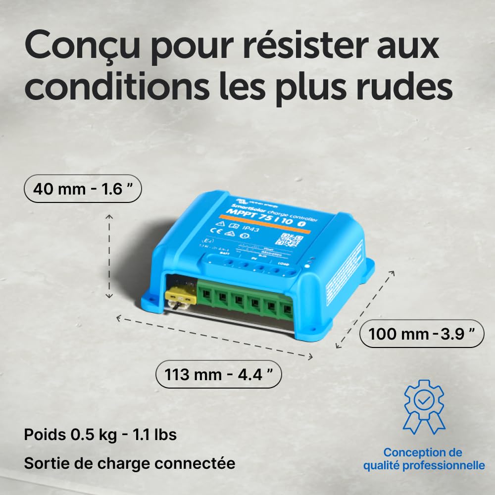 Victron Energy SmartSolar MPPT 75V 10 amp 12/24-Volt Contrôleur de Charge Solaire (Bluetooth)
