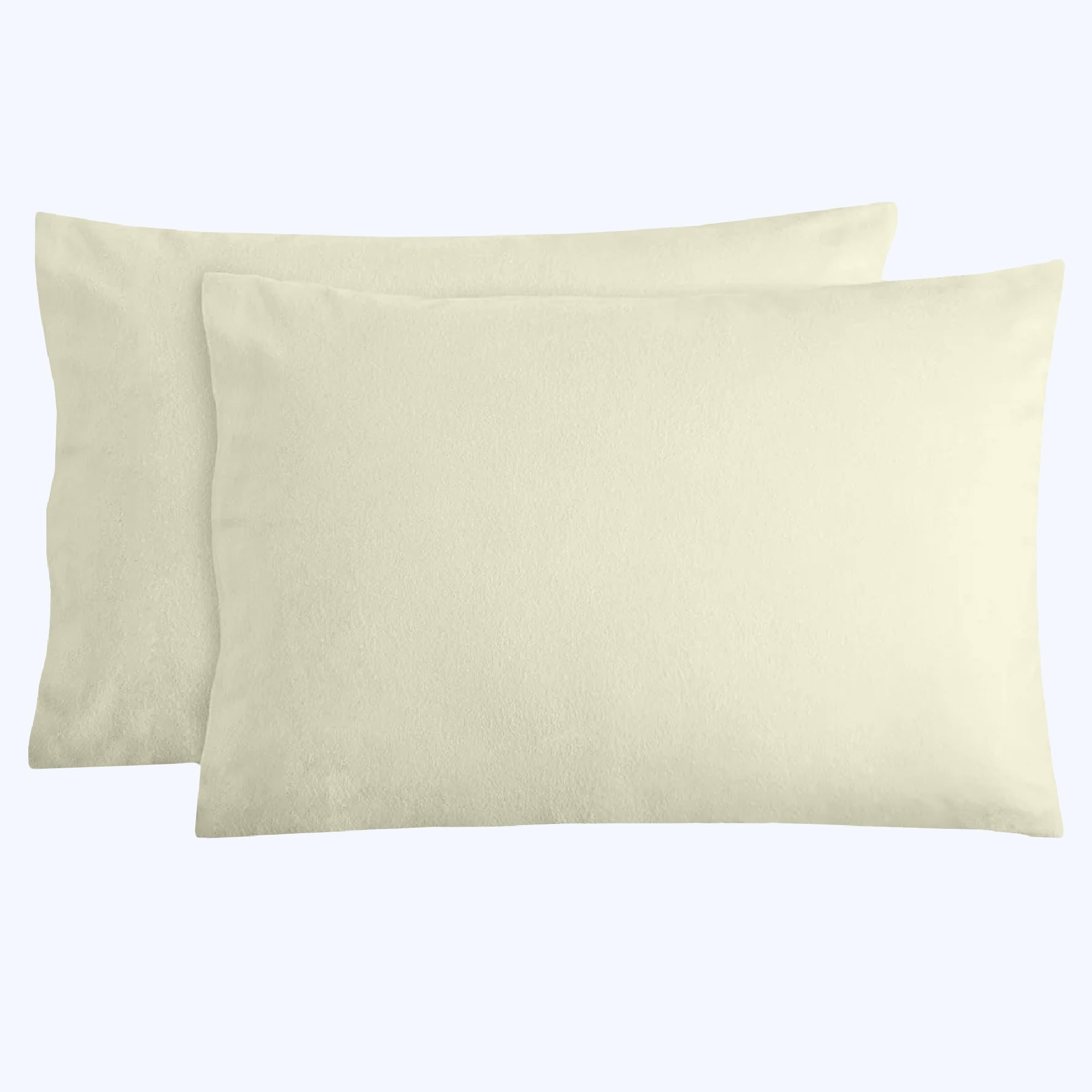 RAYBedding 100% Luxury Brushed Cotton Flannelette Duvet Cover Set Hidden Button Closure Duvet Cover and Pillowcases Set – Cozy & Breathable Quilt Cover Set (Cream, Pillow Case)
