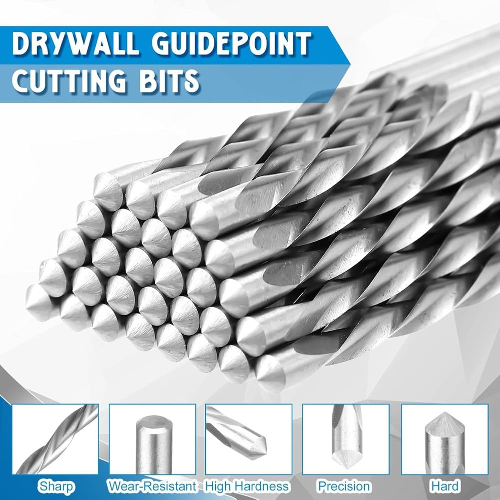 Kopinma 30 PCS 1/8inch Drywall Bit Bulk Drywall Cutting Bit Drywall Drill Bit for Drywall Tools Cutting Use with Spiral Saw - Image 4