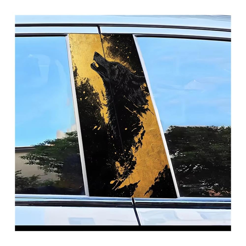 Bertdcx One Color Car Pillar Decals Waterproof Stickers Wolf Howling B-Pillar Scratch Protection Auto Parts