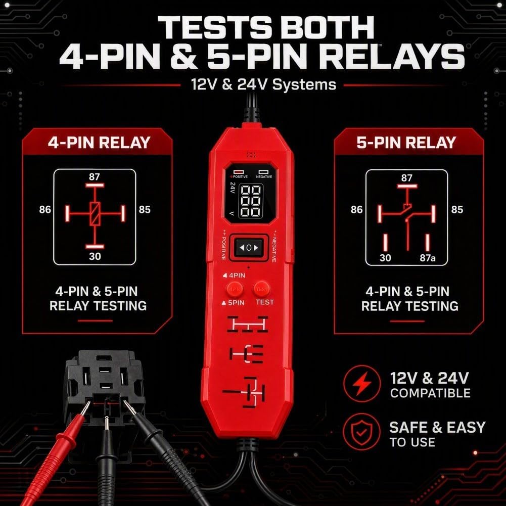 Probador Circuitos Automotriz 2en1 para relé 4/5 Pin Probador(red)
