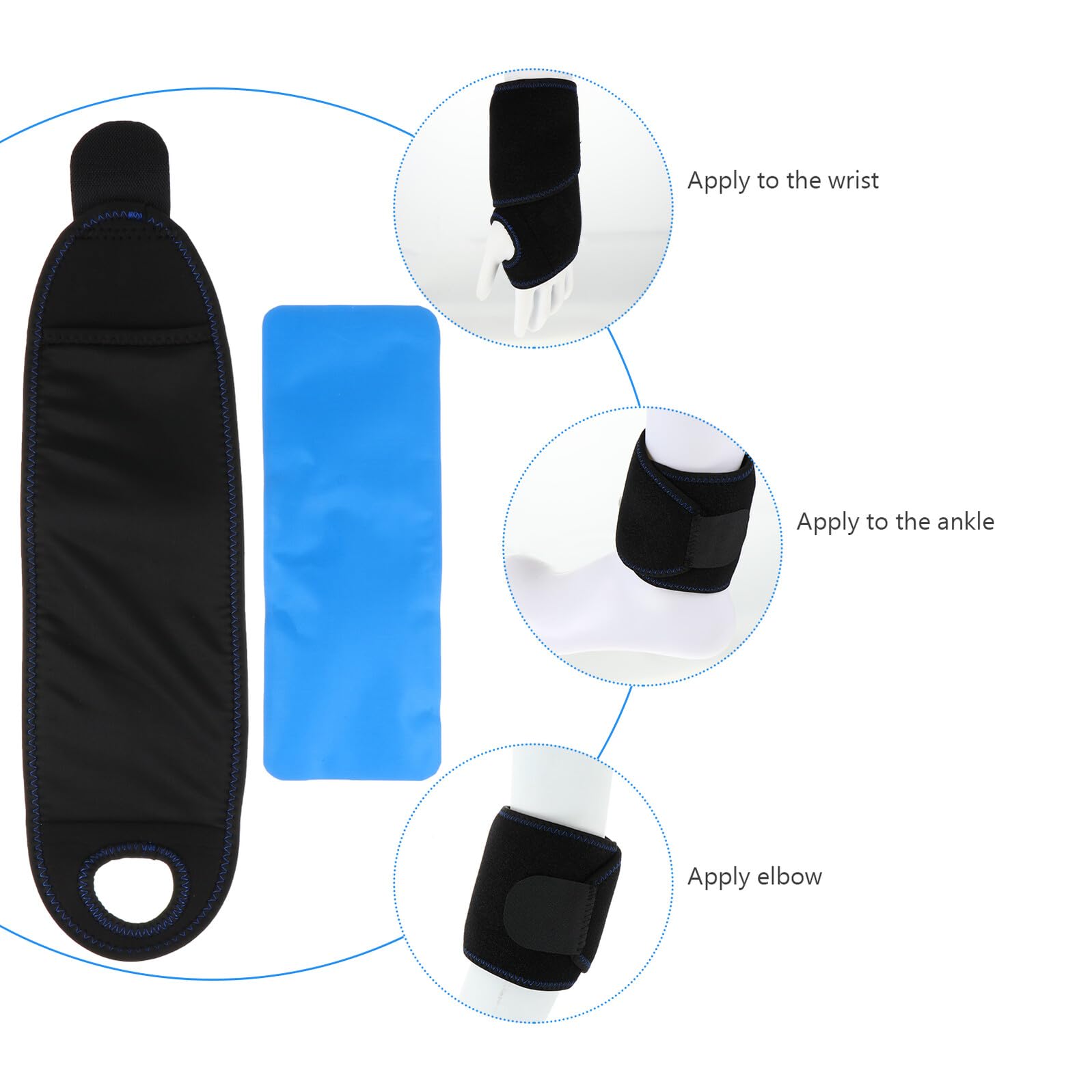 Sacche Ghiaccio con Fascia Regolabile Confezione 2 Pezzi in Gel Materiale Nylon Composito e Gel per Polso e Caviglia per Lesioni Sportive