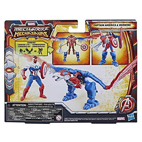 Marvel Mech Strike Mechasaurs, 4-Inch Captain America with Redwing Mechasaur Action Figures, Super Hero Toys for Kids Ages 4 and Up - image 9
