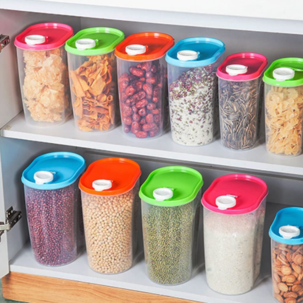 Dispensa Distributore di cereali della cucina, serbatoio di stoccaggio del distributore del cibo asciutto con il coperchio Deposito di plastica nel barattolo ermetico for la cucina domestica Sigillato
