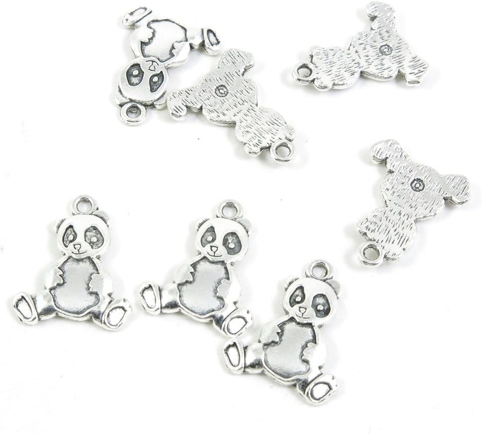 Antique Silver Tone Jewelry Making Charms Pendant Findings Craft Supplies Bulk Lots Arts V8SZ8 Panda