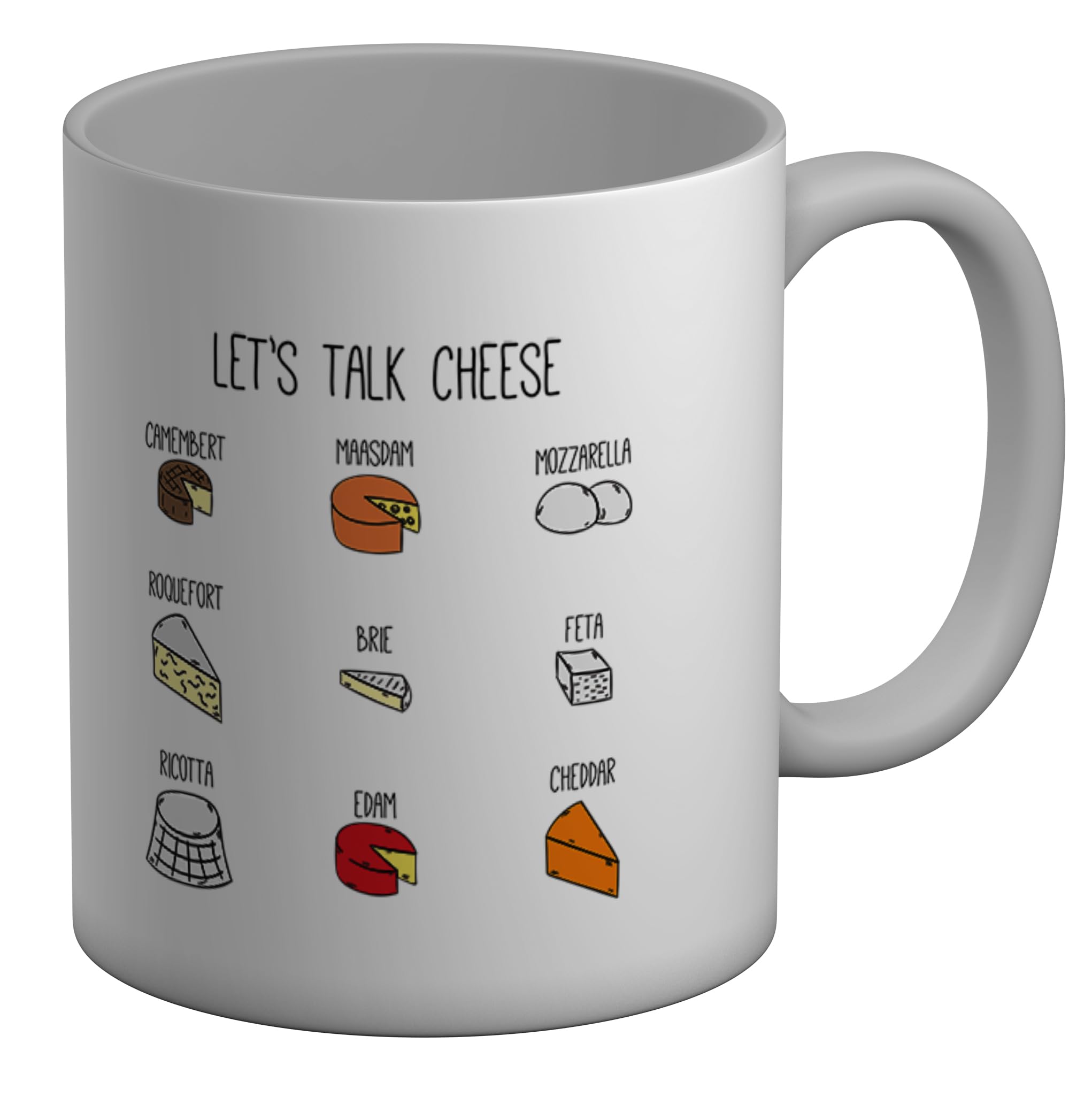 Shopagift Let's Talk Cheese Funny Mug Cheese Selection Chart White 11oz Large Ceramic Cup
