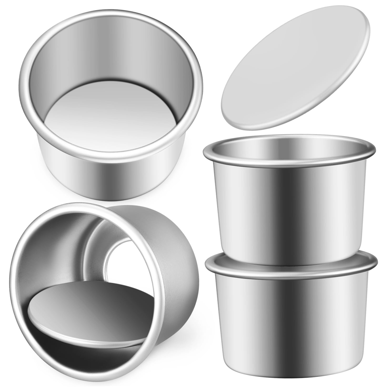 Ciieeo 20 Piezas Molde Redondo para Tartas con Desmontable Aluminio para Hornear Moldes Pequeños Antiadherentes para Pasteles Mousses y Chiffon Fácil Limpieza para Celebraciones