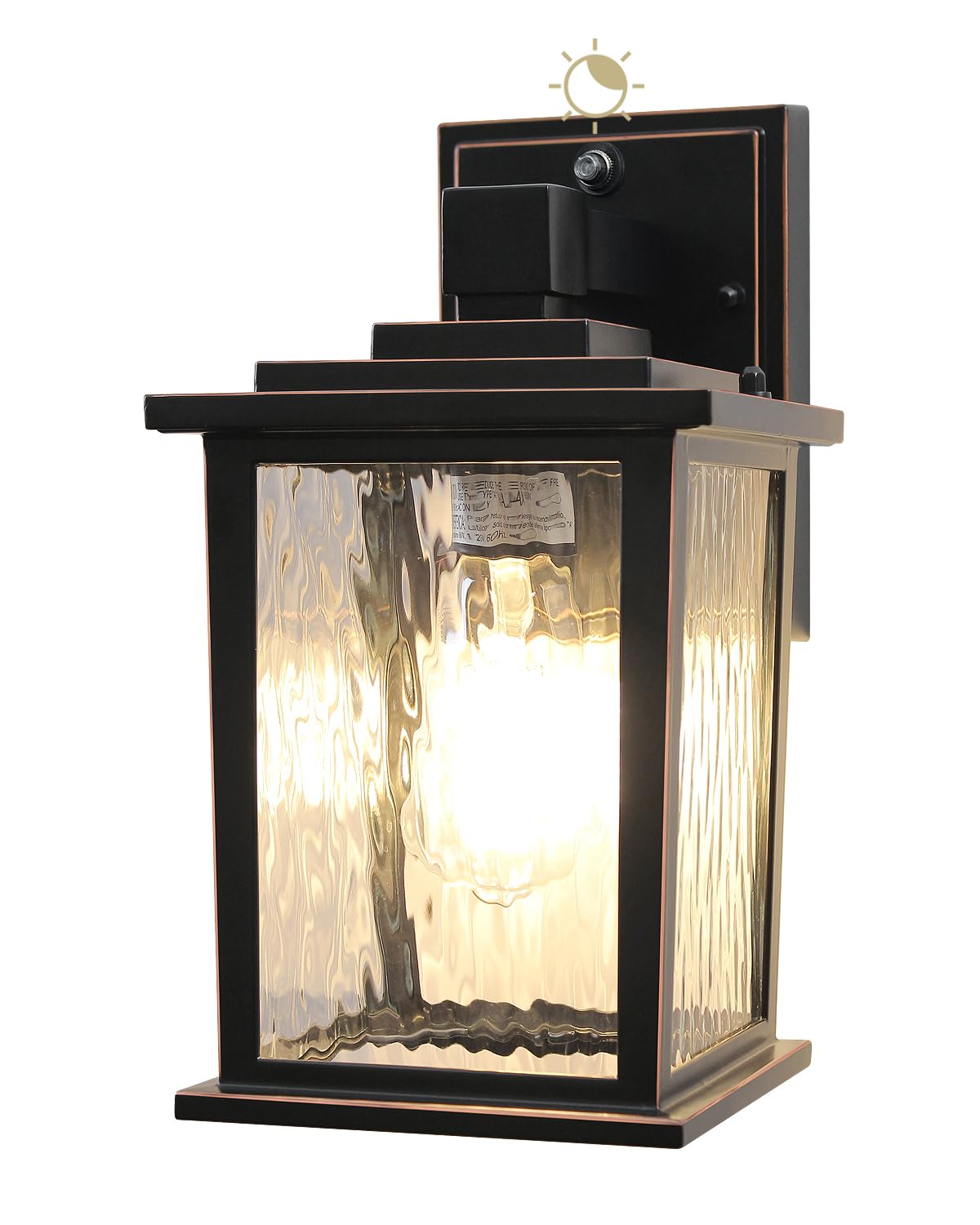 Dusk to Dawn Outdoor Wall Light Fixture, 12'' Oil-Rubbed Bronze Porch Light, Hardwired Outside Wall Lantern for House, Garage, Front Door, Waterproof and Rustproof, Bulbs Not Included