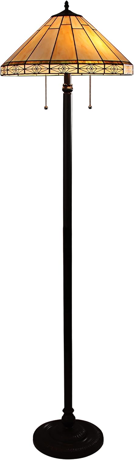 Radiance Goods Mission Tiffany-Style Blackish Bronze 2 Light Floor Lamp 18" Wide/66 Tall