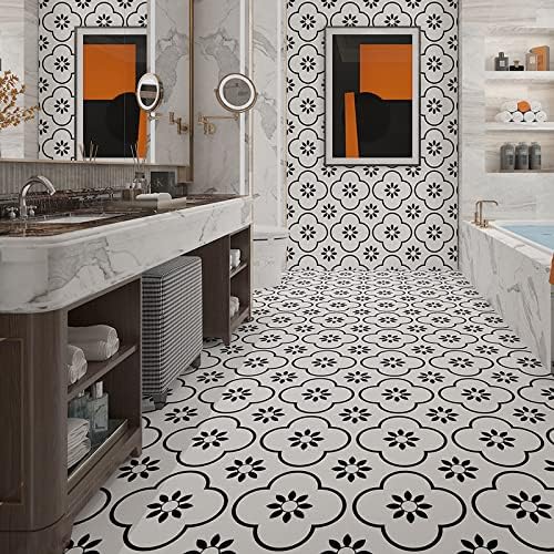 Miniatura 7 de Black & White Collection - Calcomanías para azulejos de despegar y pegar, juego de 12 unidades de 6 x 6 pulgadas, calcomanías de vinilo para pared