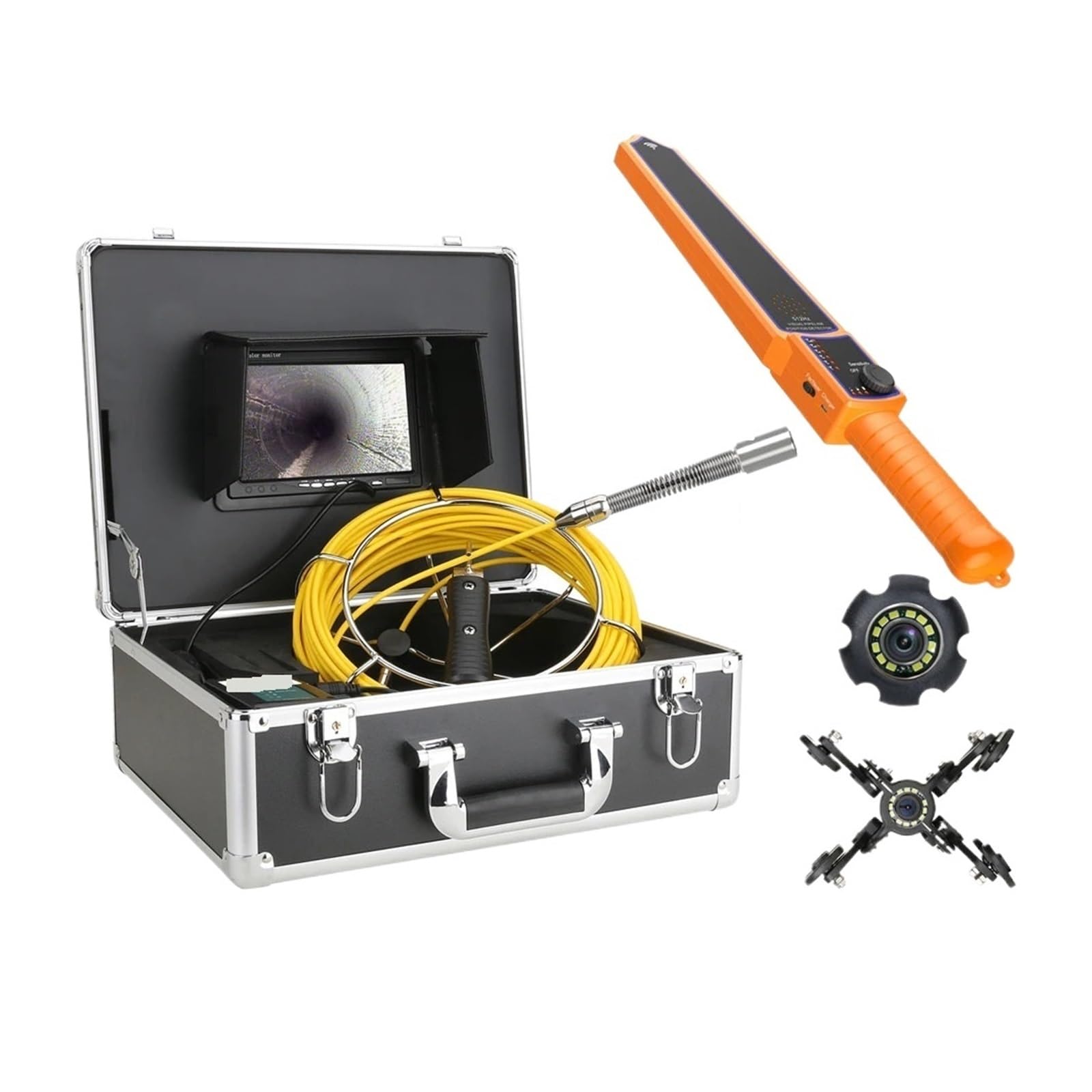 YNIYUJKL Drain Inspection Camera 7Inch Sewer Pipe Inspection Camera With 512Hz Locator Auto Self Leveling Pipe 22Mm Ip68 Hd 1000Tvl Endoscope System,One Color-50m