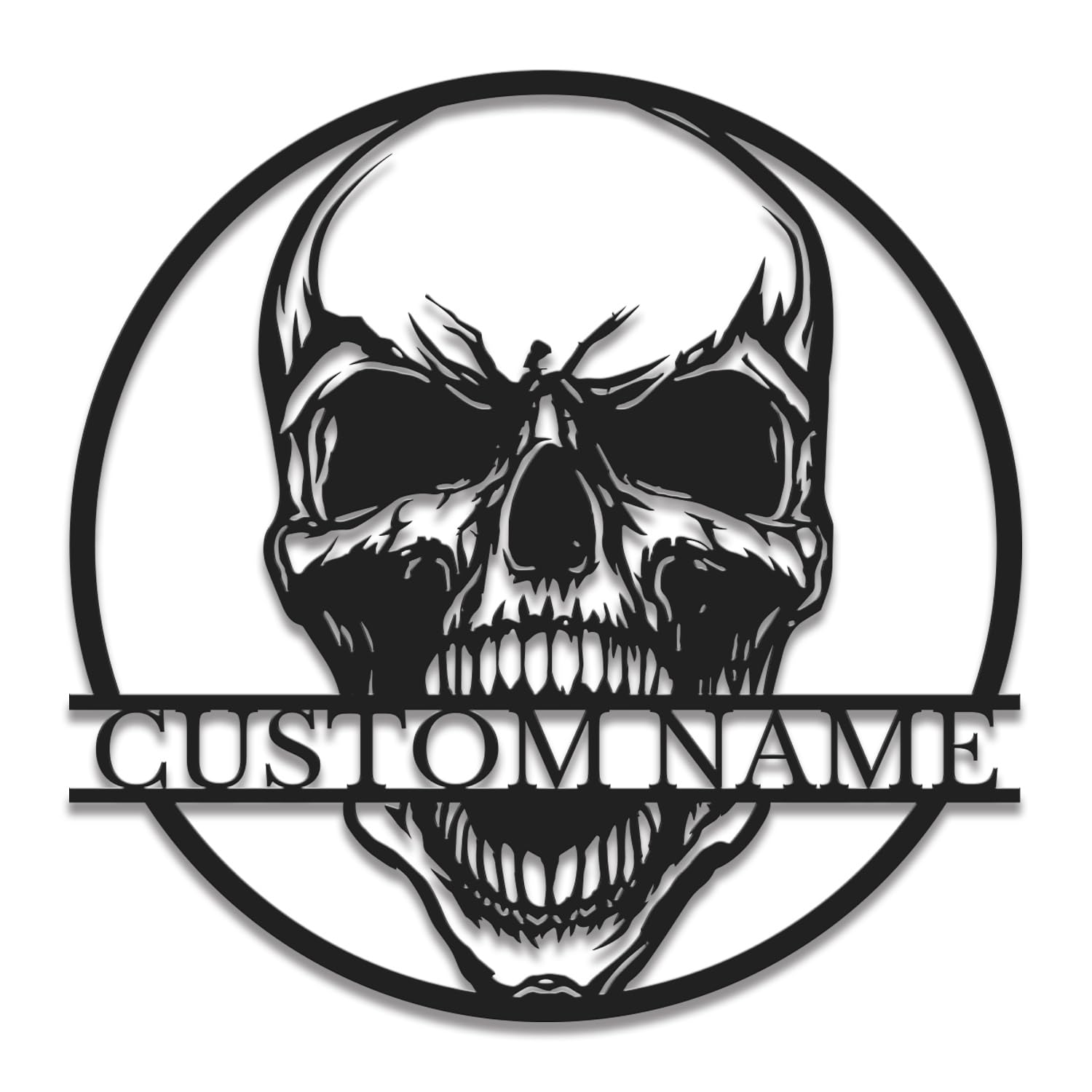Gewasi Style-3 Personalized Custom Skull Metal Sign, Custom Name Gothic Wall Art, Skull Lover Gift, Edgy Home Decor, Man Cave Metal Decor (Style-3)