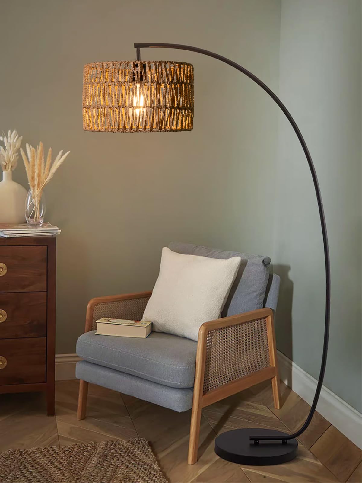 Paralume in rattan boho – un must have per tutti coloro che amano il proprio stile creativo (marrone, 30 da. x 18 h)