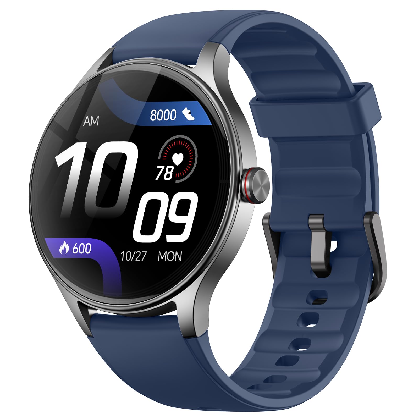 Fitpolo Smart Watches for Men/Women, 1.27" Round Smartwatch Fitness Tracker with Bluetooth Calls (Make/Answer), Heart Rate/SpO2/Sleep Monitor, 12 Days Battery, IP68 Waterproof - Blue
