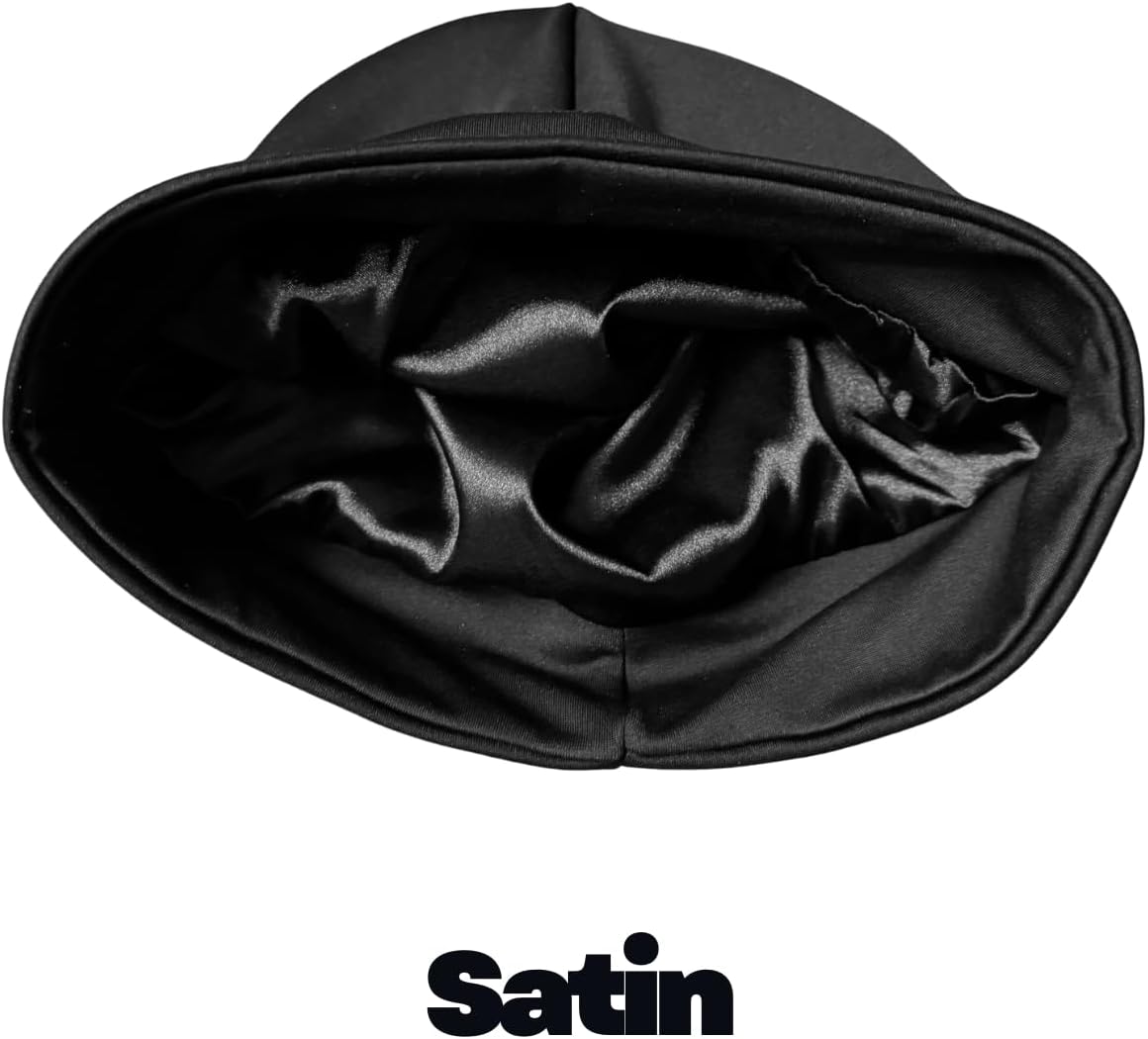 Satin Skull Cap Beanie - Lightweight Stretch Fit for Men & Women, Comfort All Day, Versatile Headwear, Ideal for Everyday Wear Black