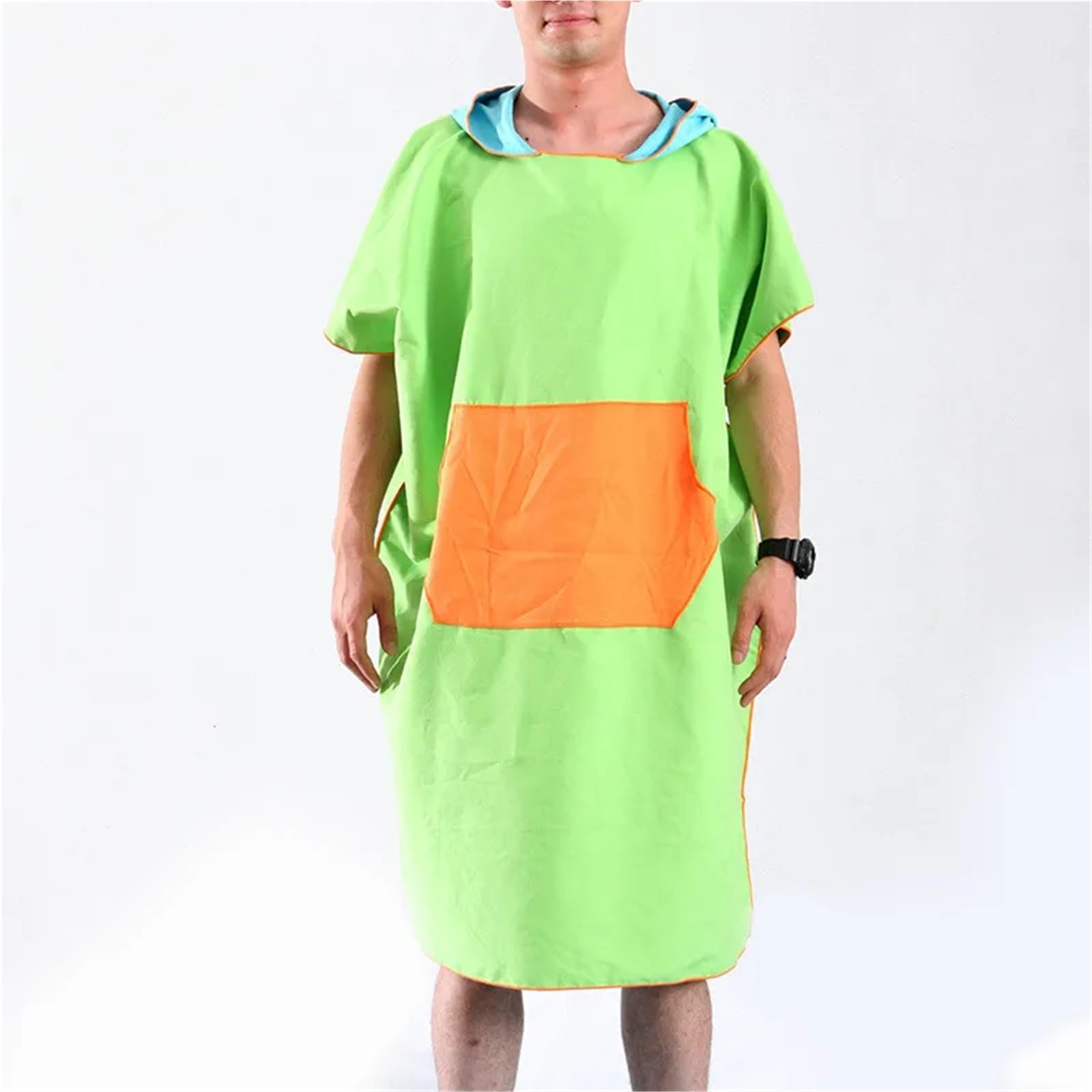 Schnelltrocknendes Strandtuch aus Mikrofaser mit Kapuze, Wickelmantel, Strandkleidung, Poncho, Surf, for Schwimmen im Freien, for Männer und Frauen, Bademantel, Badeanzug(Orange)