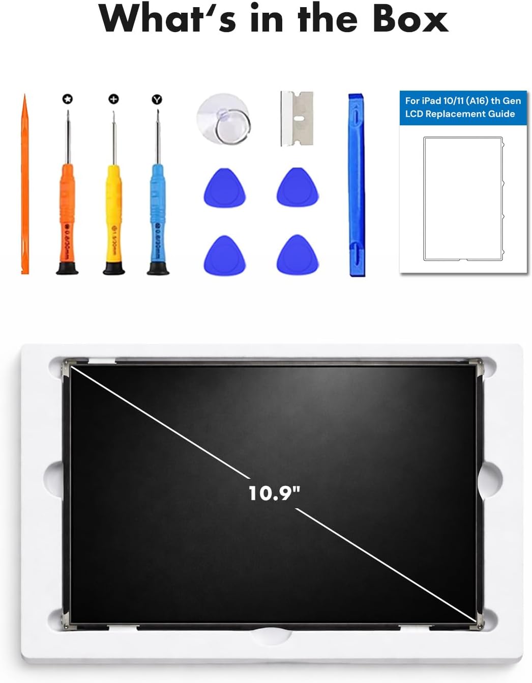 (Only LCD) 10.9" LCD Screen Replacement for iPad 10th Gen & iPad 11 (2025 A16) - Models A2696 A2757 A2777 A3354 A3355 A3356 Repair Kit with Tools & Installation Guide