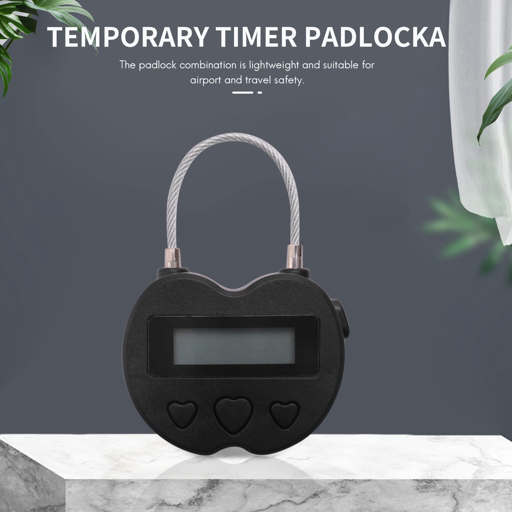 Yoiimiya Smart Time Lock Time Lock USB Rechargeable Temporary Timer Padlock Travel Electronic Timer Black - Image 2
