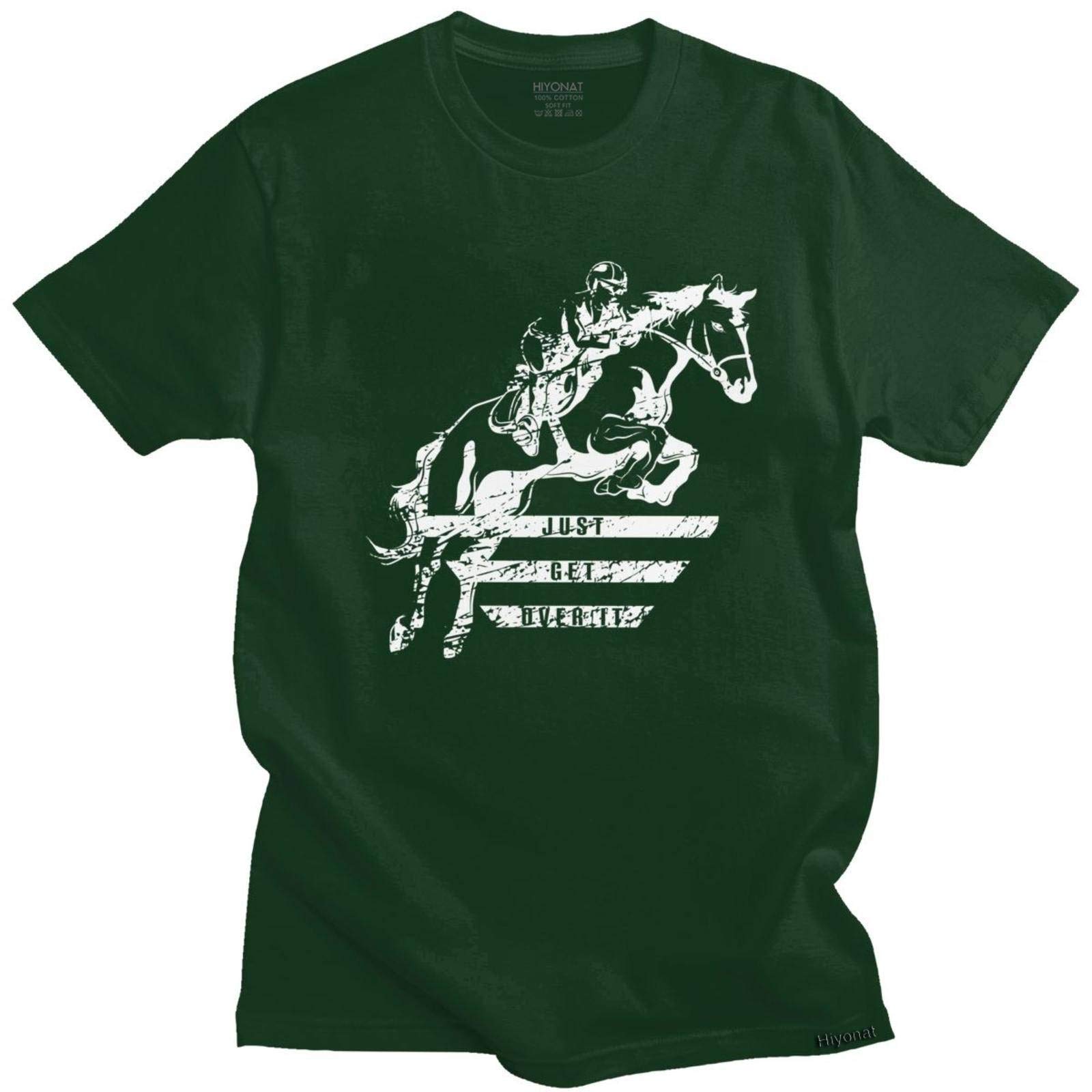 Cool Mens Show Jumping Horse T-shirt Short- Sleeve Cotton Tshirt Designer Equestrian Sports Tee Tops Streetwear T Shirt Apparel
