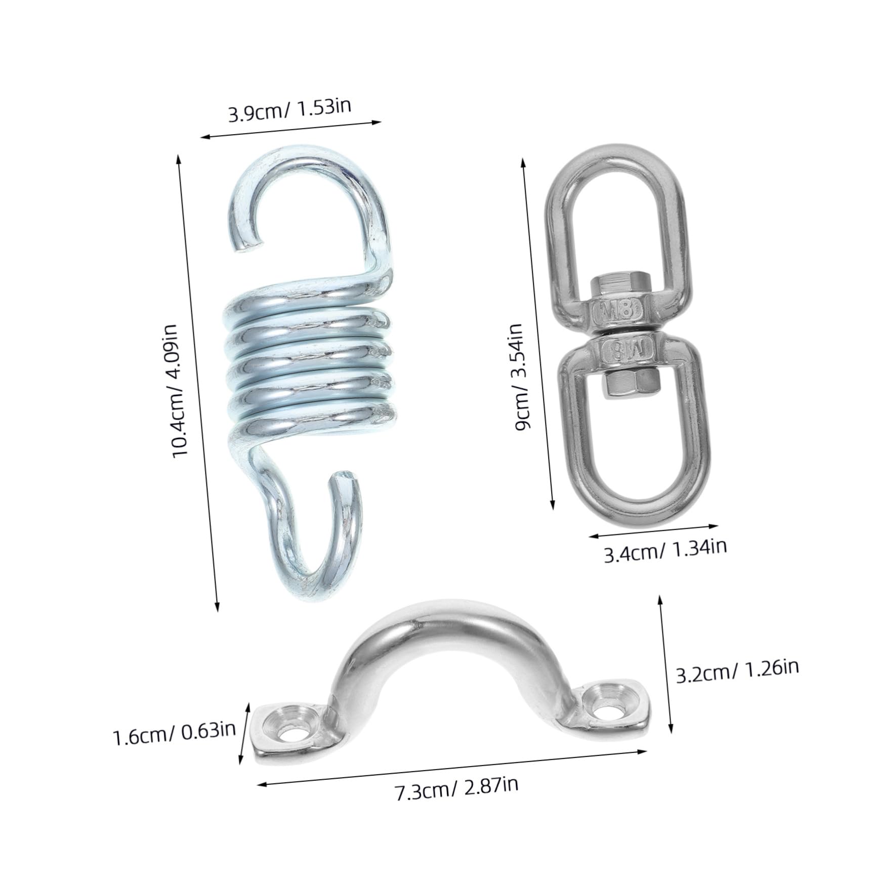 TOYANDONA Outdoor Hanging Chair Spring Rotating Spring Hook Kit for Swing Sturdy Stainless Steel Swivel Hooks