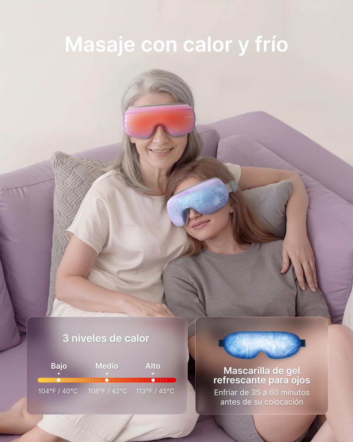 RENPHO Masajeador de Ojos con Calor y Frío y Control por Voz, Regalos Originales para Mujer Mamá, Antifaz Masajeador para Migraña, Ojos Secos y Alivio del Estrés - Eyeris 3