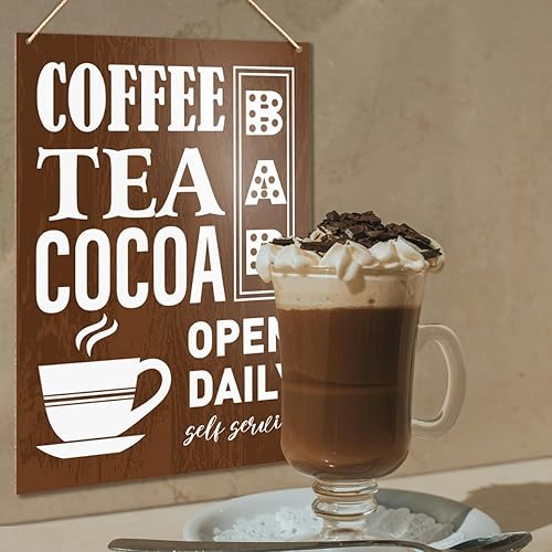 Miniatura 3 de UDNADKEX Letrero colgante para barra de café y té, decoración de pared para el hogar, cocina y café