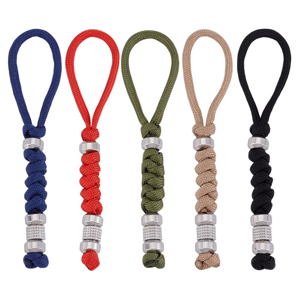 UNICRAFTALE Portachiavi In Paracord Con Perline A Teschio – Cordino Tattico Per Coltello, Torcia, EDC, Fatto A Mano, Regolabile