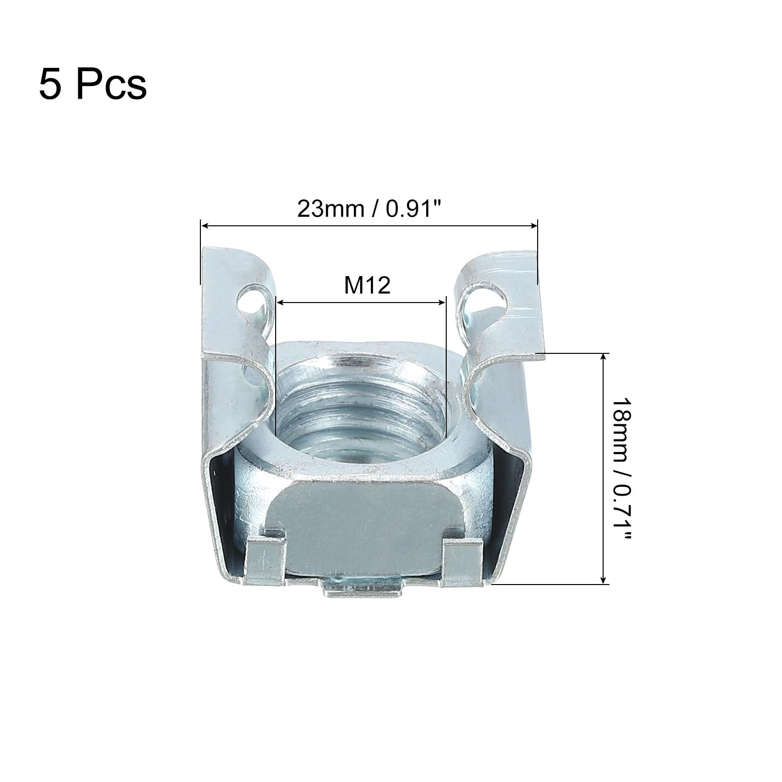 QUARKZMAN M12 x 1,75mm Gabbia Dado 5pz Scatto Gabbia Dadi Carbonio Acciaio Zinco Placcato Metrico Dado per Server Rack Armadietto Argento