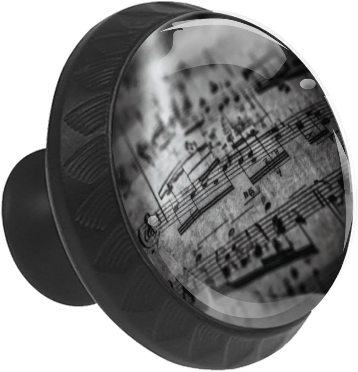 Black Musical Notes (15) Durable Glass Knobs, Practical Drawer Pulls for Cabinet and Closet