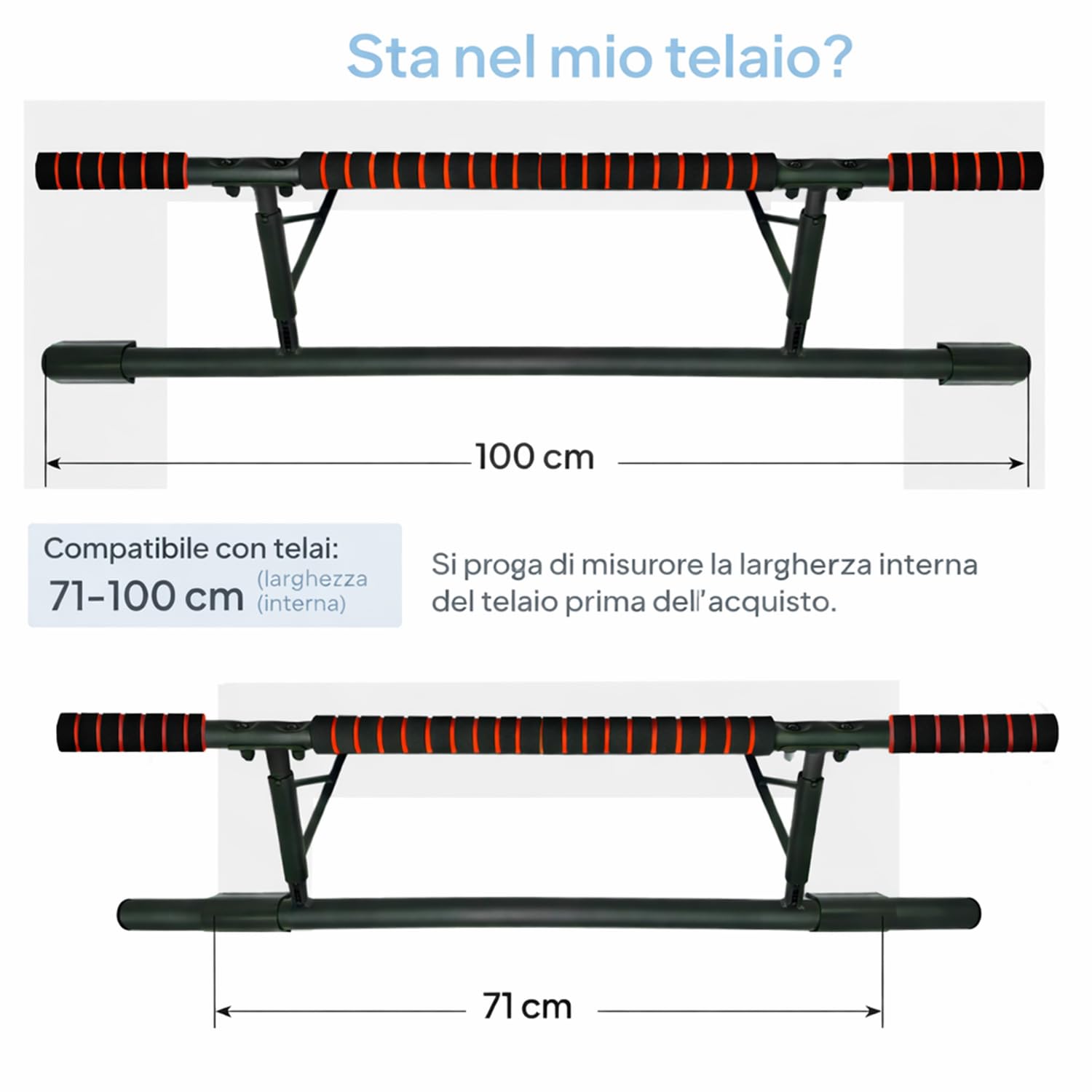 OcioDual sBarra per Trazioni con Stazione Dip e Cinghie di Sospensione, Barra per Trazioni da Porta Maniglie Elastiche e Antiscivolo in Schiuma, Pull Up Bar Door, Dips