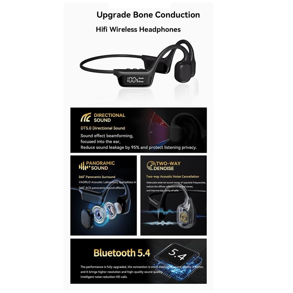 Casque sans à Conduction Osseuse Bluetooth 5.4 S10 30 Mètres de Profondeur Casque de Natation Étanche IPX8 Lecteur MP3 32 Go