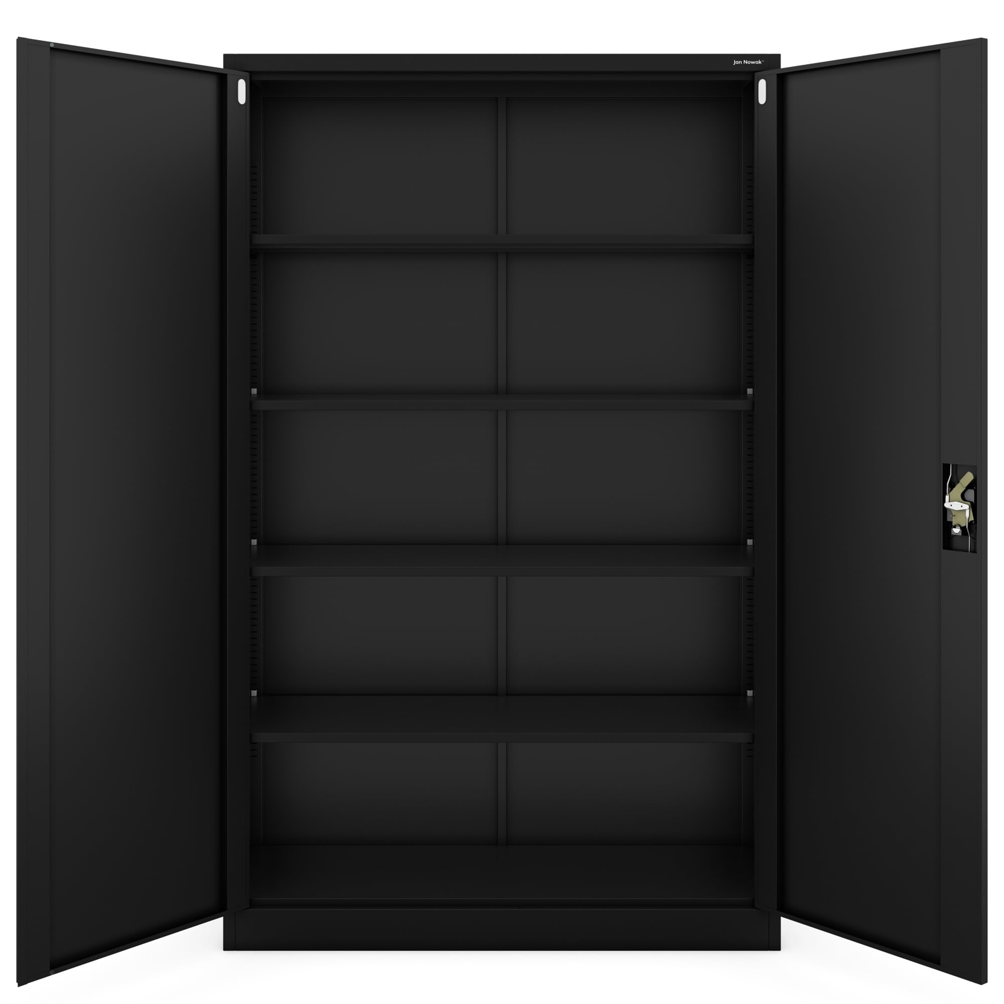 Jan Nowak Metallschrank Jan II 185 x 115 x 40 cm - Aktenschrank abschließbar mit 2 Türen, Mehrzweckschrank mit 5 Ebenen, Büroschrank aus Stahlschrank mit Pulverbeschichtung - Schwarz