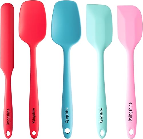 es Juego de espátulas de silicona, espátula de goma de grado alimenticio, mango fuerte mejorado con agarre ergonómico, resistente al calor hasta 600