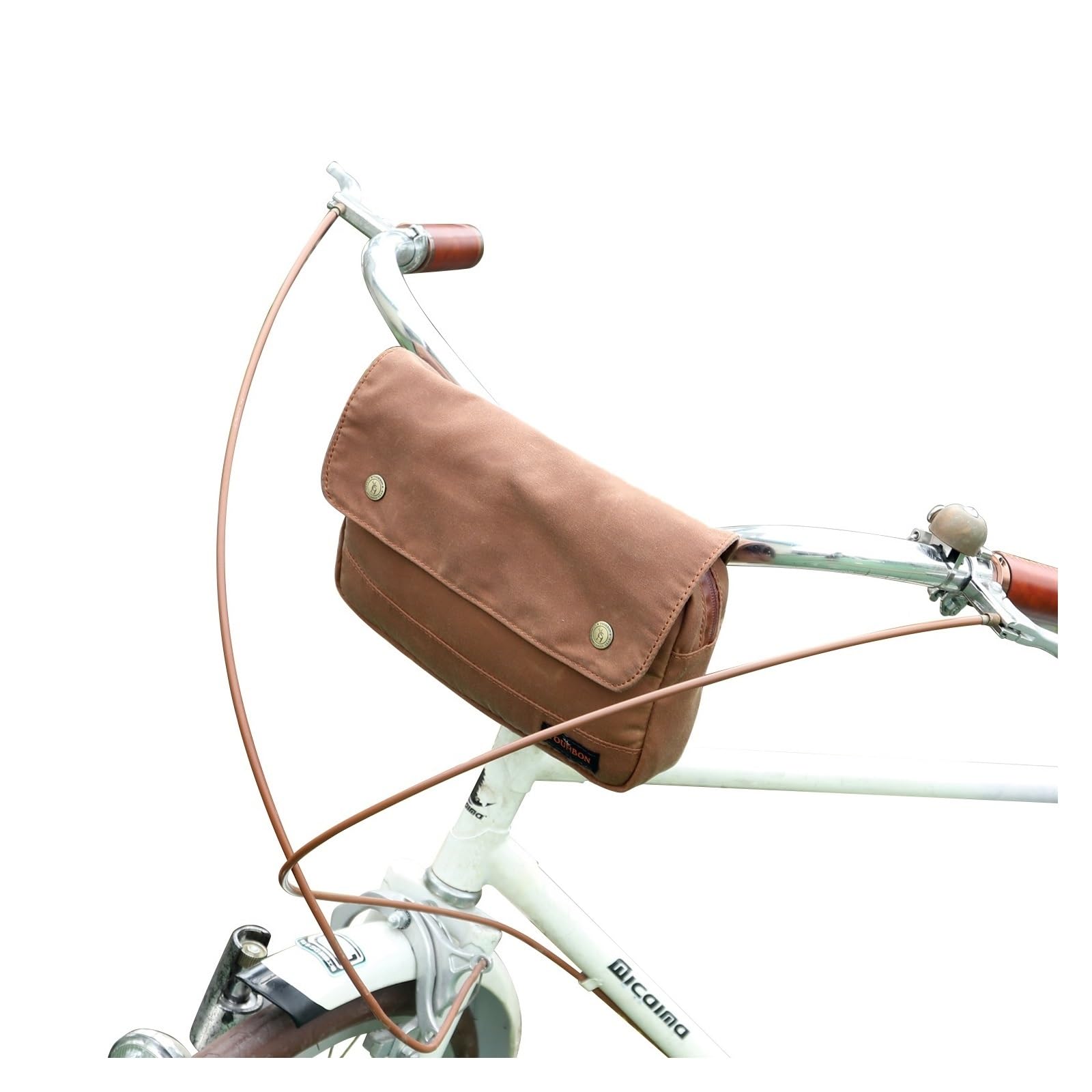 HKYBCF Vintage Fahrrad-Lenkertasche, Vordertasche, Retro-Fahrradtaschen, gewachstes Segeltuch, wasserdichte Aufbewahrung for Radfahren (Color : Black) Sport & Freizeit