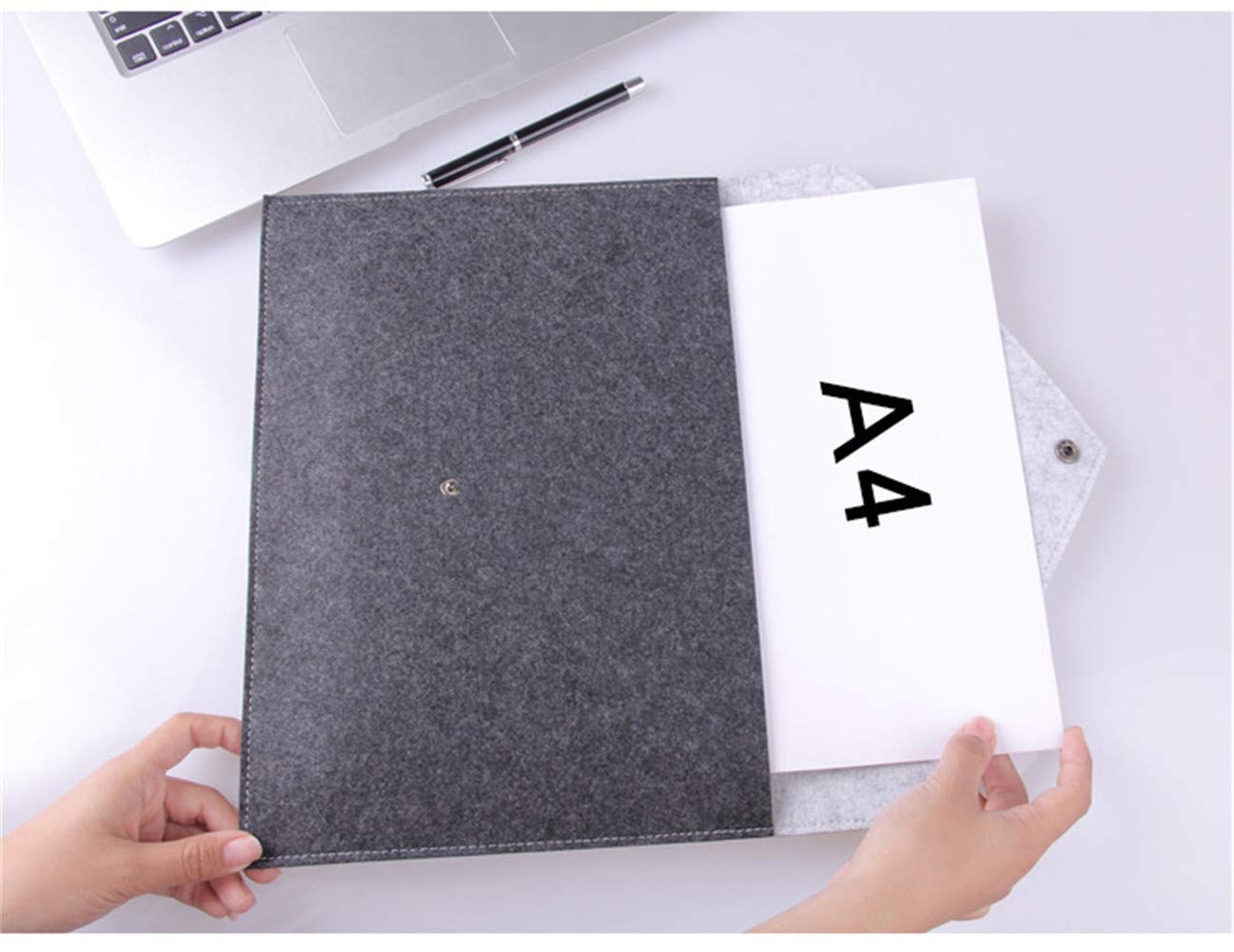 Cartelle Portadocumenti In Feltro - Confezione Da 2 Buste A4, Organizer Per Ufficio, Colore Arancione - Foto 7