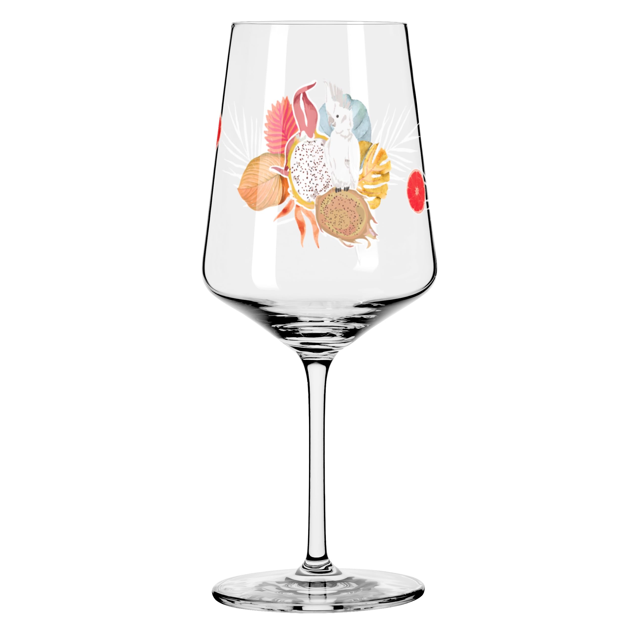 RITZENHOFF 6051004 Szklanki do aperitifu 500 ml - zestaw 4 szt. - seria Sommerrausch - motyw roślin tropikalnych - Made in Germany, pomarańczowy