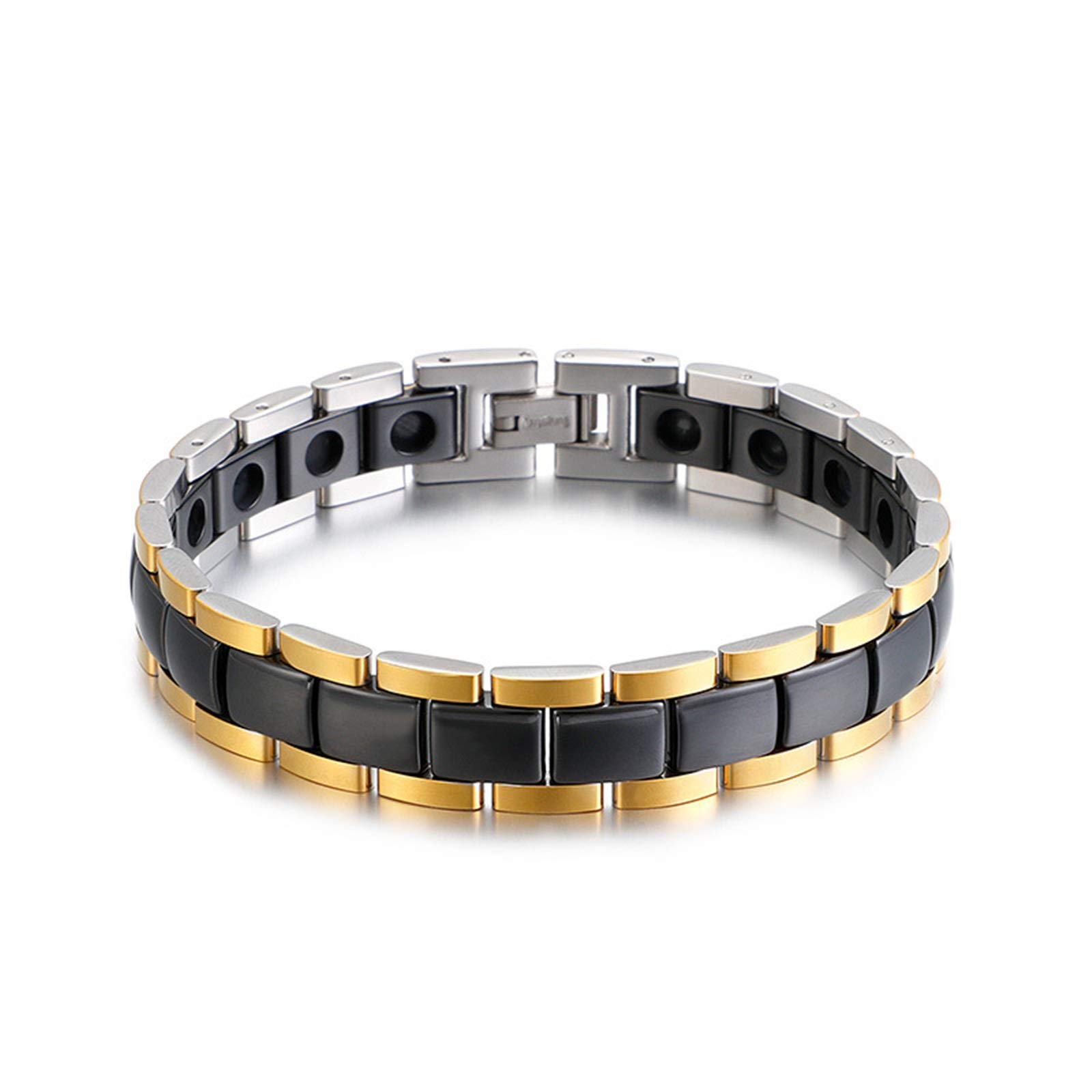 ANAZOZPulsera de Hombre,Pulsera de Hombre de Acero Inoxidable Correa de Reloj Cerámico Brazaletes