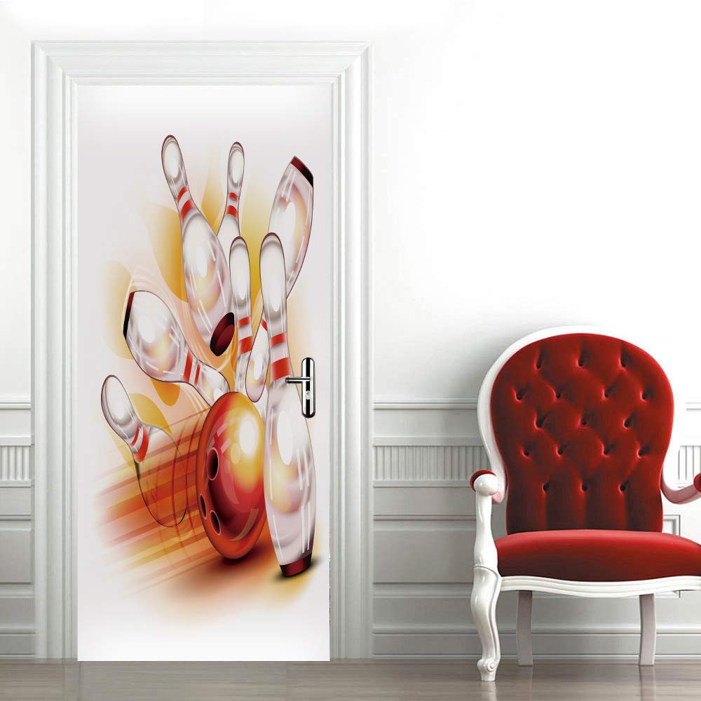 Papier peint porte trompe l'oeil 3D adhésif décoration murale chambre