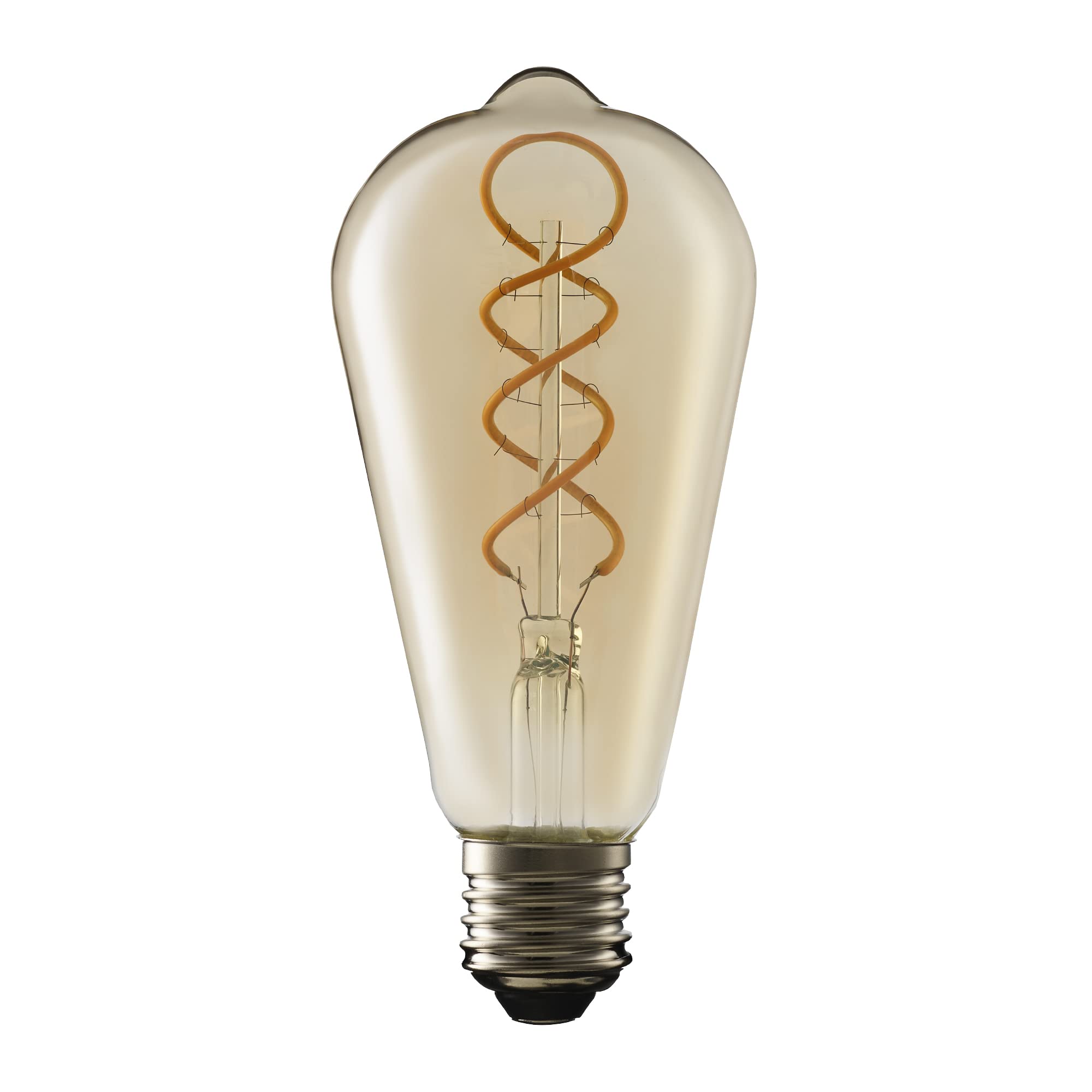 TCP Decorative Filament 220L ST64 4W Amber E27/ES Non Dimmable 2000 Kelvin (DEAFST220ATE21518N1P), Amber Glass
