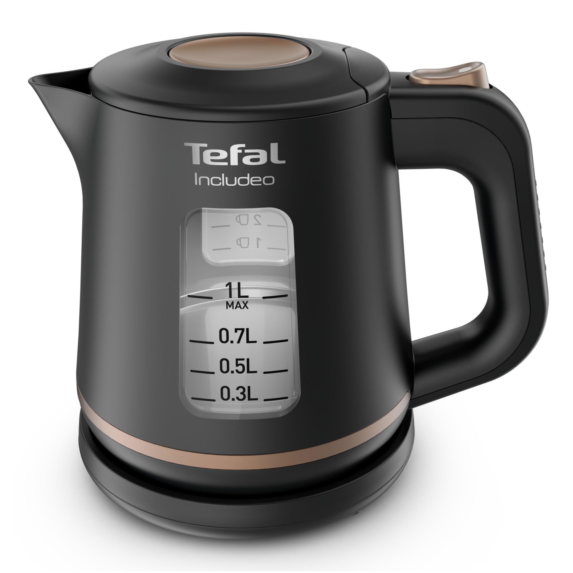 Visiter la boutique Tefal Tefal Bouilloire électrique 1 L, Ébullition rapide, Filtre anticalcaire amovible, Poignée ergonomique, 2 fenêtres niveau d’eau, Base à 360°, Includeo, Noire, KI533811 in use
