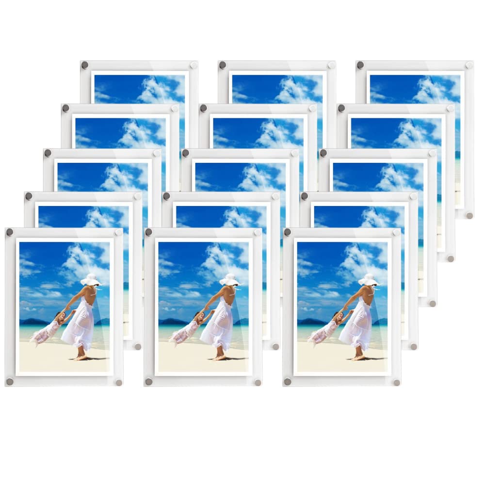 Get Acrylic Photo Frames Transparent - (Pack Of 15 A4 Modern Wall Mounted Acrylic Photo Frame (27Cm X 35.8Cm) Stylish Frameless Picture Display Either Landscape Or Portrait