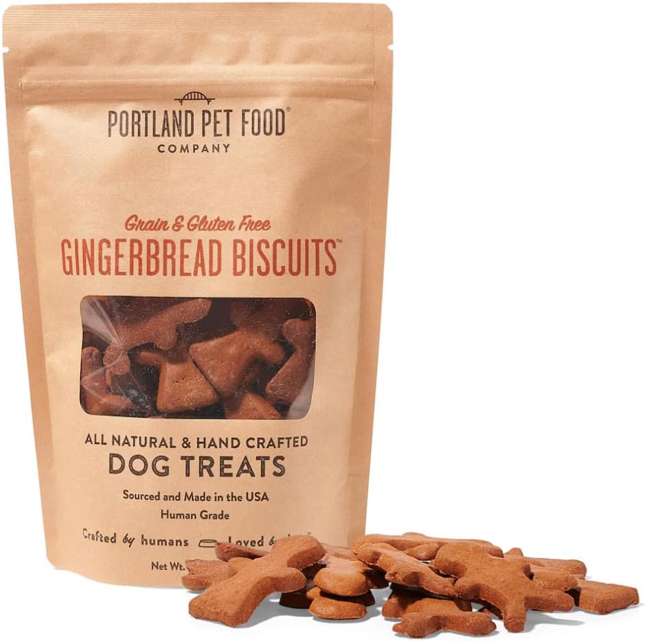 Portland Pet Food Company Gingerbread Healthy Dog Treats - Grain-Free, Human-Grade, Gingerbread Dog Treats - All Natural Dog Training Treats & Biscuits Made in the USA Only 1-Pack (5 oz) Portland Pet Food Company Gingerbread Healthy Dog Treats - Grain-Free, Human-Grade, Gingerbread Dog Treats - All Natural Dog Training Treats & Biscuits Made in the USA Only 1-Pack (5 oz)